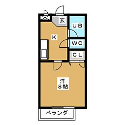 パールマンション 1Kの間取図画像