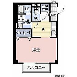 コンフォート太田 1階ワンルームの間取り