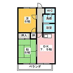 ルネッサンス1 2DKの間取図画像