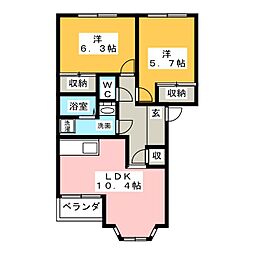 クレア雅 2LDKの間取図画像