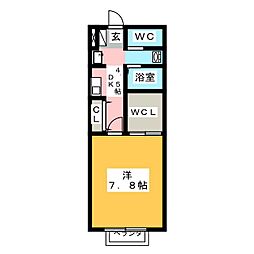 みやびA 1Kの間取図画像