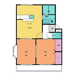 ラバーズハイム弐番館 2LDKの間取図画像