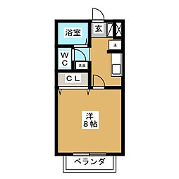 サン・フレンズ雅 1Kの間取図画像