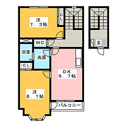 ピアコスモ 2DKの間取図画像