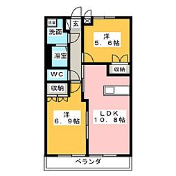 ルアール 2LDKの間取図画像