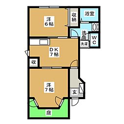 レジデンスヴェールA 2DKの間取図画像