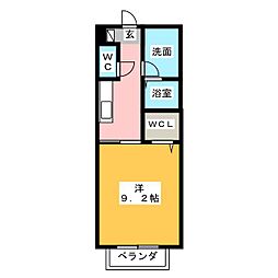 コモード坂祝B 1Kの間取図画像