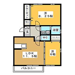 ジューンベリー 2LDKの間取図画像