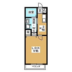 トシハイツ 1Kの間取図画像