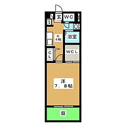 ルティエール 1Kの間取図画像