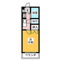 ゴールデンハイツ 1Kの間取図画像