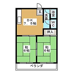 ゴールデンハイツ 2DKの間取図画像