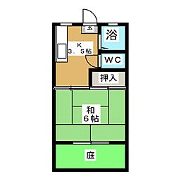 コーポウエストタウンA 1Kの間取図画像