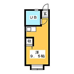 一麦社アパートメント ワンルームの間取図画像