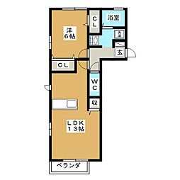 アドゥスィール 1LDKの間取図画像