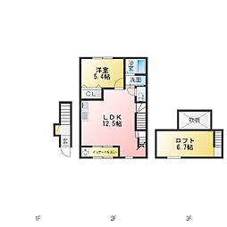 ブランキューブ加茂野町 1LDKの間取図画像