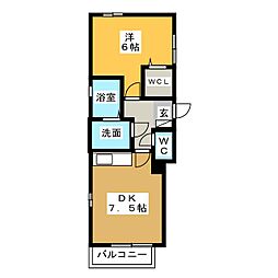 グリーンヴィラ下古井 1DKの間取図画像