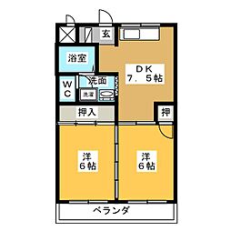 コーポミカド 2DKの間取図画像
