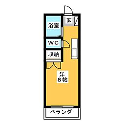 シャンポール森山 ワンルームの間取図画像