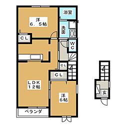ラフレシールノア 2LDKの間取図画像