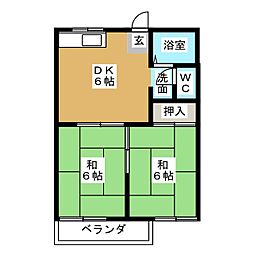 ミキハイツ 2DKの間取図画像