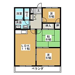 メルベーニ 3LDKの間取図画像