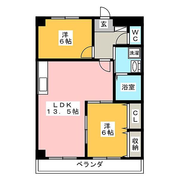 コンフォート粟野 ｜岐阜県羽島市小熊町外粟野４丁目(賃貸マンション2LDK・2階・55.27㎡)の写真 その2