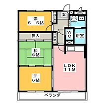 ピアドール長良  ｜ 岐阜県羽島市福寿町平方（賃貸マンション3LDK・2階・66.00㎡） その2