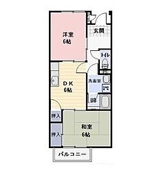 エスポワヒルズ五和野 2DKの間取図画像