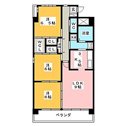 ラ・ポーゼロワイヤル 3LDKの間取図画像