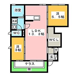 シャーメゾンよしだB 2LDKの間取図画像