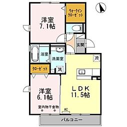 サン・アベニール 2LDKの間取図画像