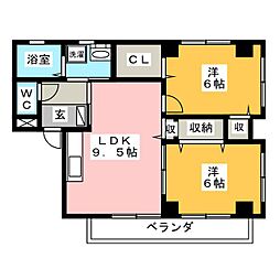 ホワイトウイング2 2LDKの間取図画像