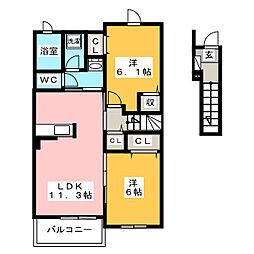 コンフォート-雅 2LDKの間取図画像