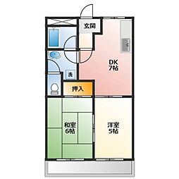 コンフォールL 2DKの間取図画像