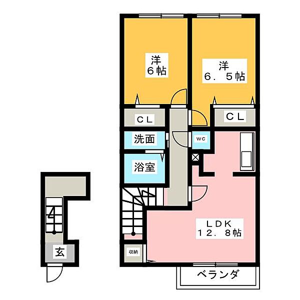 プラティエ ｜岐阜県中津川市茄子川(賃貸アパート2LDK・2階・62.45㎡)の写真 その2