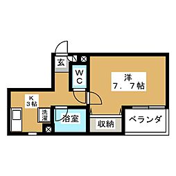 れすぱあす2 1Kの間取図画像