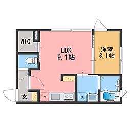 プリメーロ本町 1LDKの間取図画像