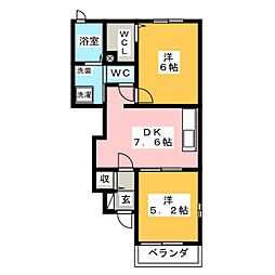 カレントB 2DKの間取図画像