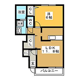 レクサス共栄D 1LDKの間取図画像