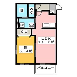 グレーヴェル 1LDKの間取図画像
