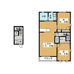 メゾンドブラウニーC 2LDKの間取図画像