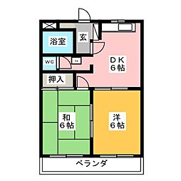 ノースウィング 2DKの間取図画像