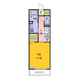 D-room茄子川A 1Kの間取図画像