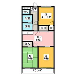 アルトラマンションB 3DKの間取図画像