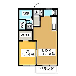 クレール恵那A 1LDKの間取図画像