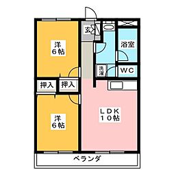 じょいふる旭ケ丘 2LDKの間取図画像