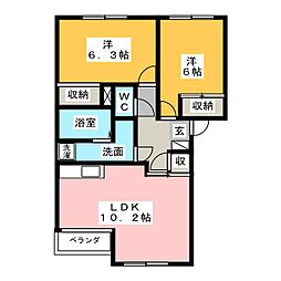パルティール 2LDKの間取図画像