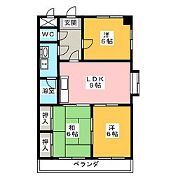 Ｎ’Ｓ餐霞園 6階3DKの間取り