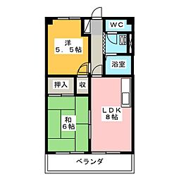 レジデンスアダージォ 2DKの間取図画像